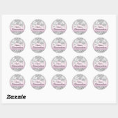 Zilveren Roze Glitter & Jewel Bow Sticker (Vel)