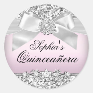 Zilveren Roze Glitter & Jewel Bow Sticker