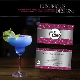 Zilveren Roze Glitter Sparkle Lichtgevende Sterren Visitekaartje