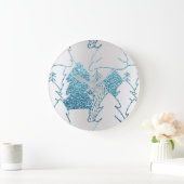 Zilveren Roze Glitter Winter Metallic Blue Feestda Grote Klok (Huis)