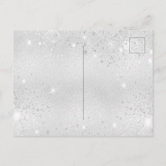 Zilveren roze violette bloemen bruiloft uitnodiging briefkaart (Achterkant)