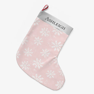 Zilveren Roze Witte Sneeuwvlokken Kerstmis Grote Kerstsok