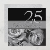 Zilveren Rozen Metallic Sjabloon 25-jarig Jubileum Kaart (Voorkant / Achterkant)