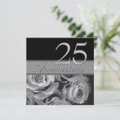 Zilveren Rozen Metallic Sjabloon 25-jarig Jubileum Kaart (Staand voorkant)
