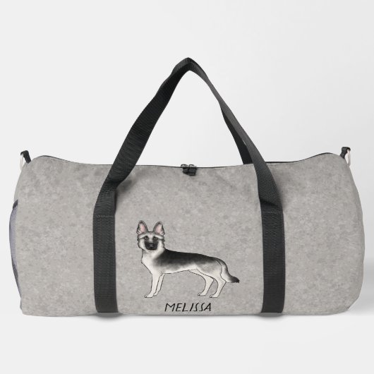 Zilveren Sable Duitse Herder Hond en aangepaste na Plunjezak (Achterkant)