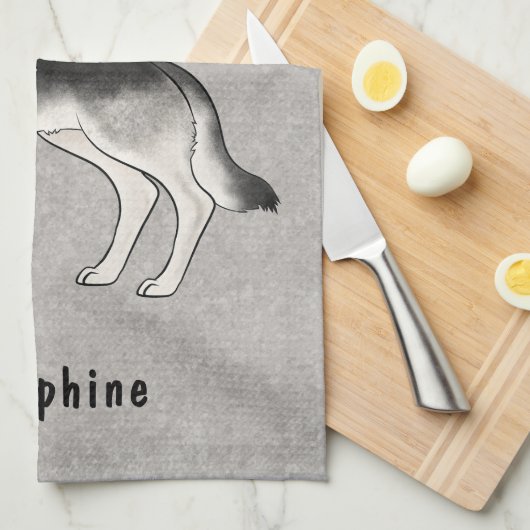 Zilveren Sable Duitse Herder Hond en aangepaste na Theedoek (Quarter Fold)