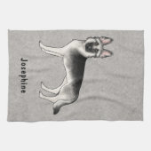 Zilveren Sable Duitse Herder Hond en aangepaste na Theedoek (Horizontaal)