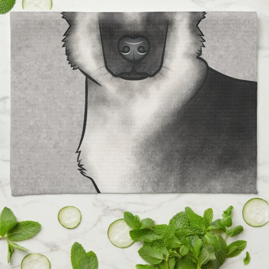 Zilveren Sable Duitse Herder Hond Hoofd En Naam Theedoek (Gevouwen)