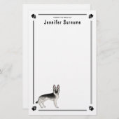 Zilveren Sable Duitse Herder Hond Met Aangepaste T Briefpapier (Voorkant / Achterkant)