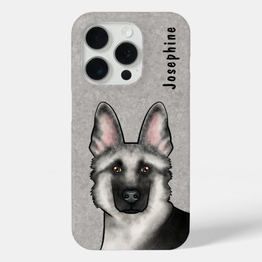 Zilveren Sable Duitse Herder Hoofd en aangepaste n Case-Mate iPhone Case (Achterkant)