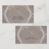 Zilveren Schaar Geometrische Glow Hair Stylist Visitekaartje (Voorkant / Achterkant)