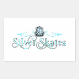 Zilveren Schaatsen Sticker rechthoek