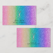Zilveren Scharen Regenboog Glitters Haarstylist Visitekaartje (Voorkant / Achterkant)