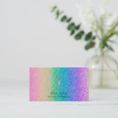 Zilveren Scharen Regenboog Glitters Haarstylist Visitekaartje (Staand voorkant)