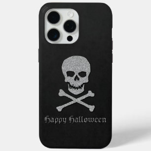 Zilveren schedel en kruisbeenderen Halloween iPhone 15 Pro Max Hoesje