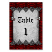 Zilveren schedels Bloed Rood Zijde Gotische Bruilo Kaart (Voorkant)