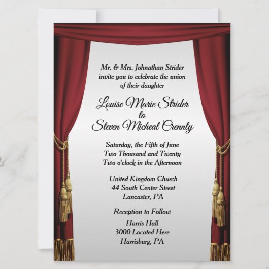 Zilveren scherm film thema trouw uitnodiging (Voorkant)