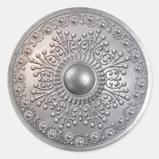 Zilveren Schild 8 Ronde Sticker (Voorkant)