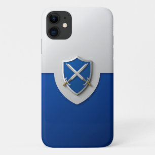 Zilveren schild met gekruiste zwaarden iPhone 11 hoesje
