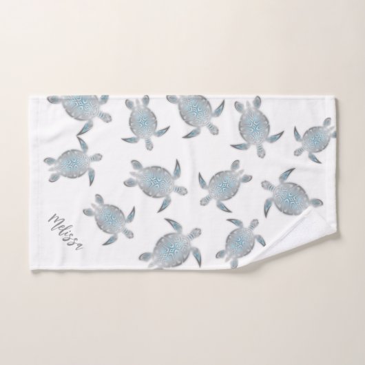 Zilveren schildpadden patroon witte kust bad handdoek (Handdoek)