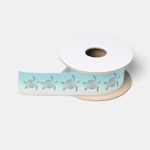 Zilveren schildpadden strand stijl turquoise lint