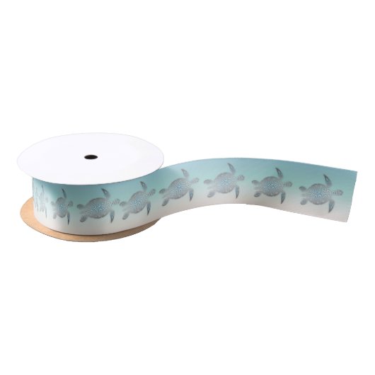 Zilveren schildpadden strand stijl turquoise lint (Spoel)