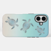 Zilveren Schildpadden Strandstijl Turquoise Kust Case-Mate iPhone Case (Achterkant (horizontaal))