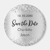 Zilveren script bruiloft Save the Date Magneet (Voorkant)