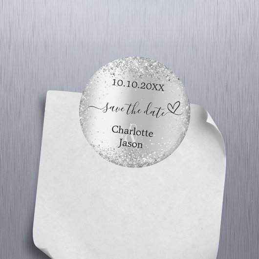 Zilveren script hart boho bruiloft Save the Date Magneet