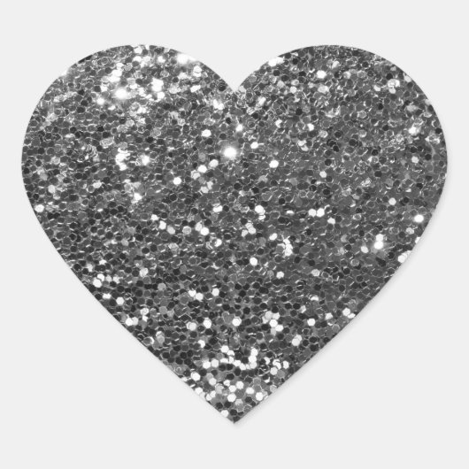 Zilveren Sequins Glitz Heart Shape Envelope Seals Hart Sticker (Voorkant)