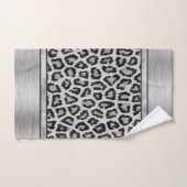 Zilveren Shimmery Leopard Print Badhanddoek Set Bad Handdoek (Handdoek)
