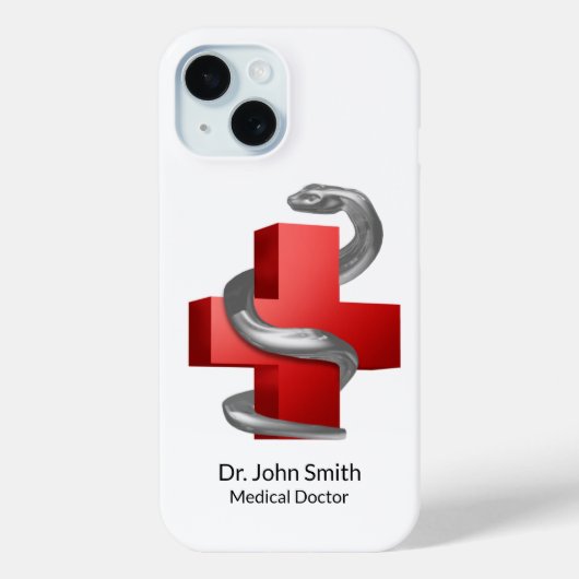 Zilveren slang Rode Medisch Kruis Symbool Case-Mate iPhone Case (Achterkant)