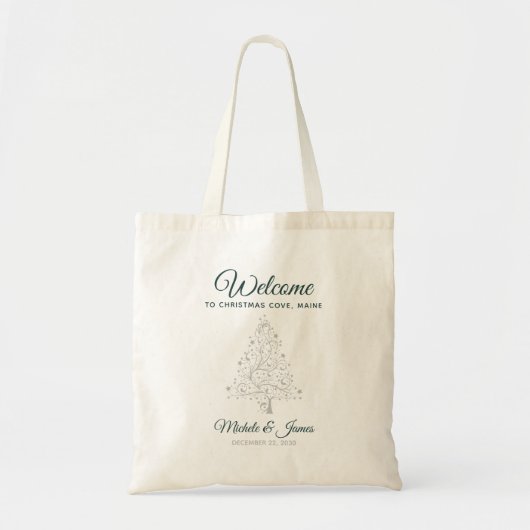 Zilveren Smaragd Groene Winter Bruiloft Welkom Tote Bag (Voorkant)