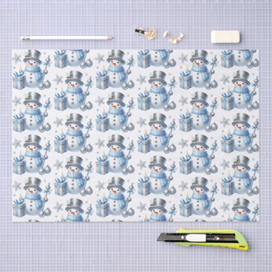 Zilveren Sneeuwmannen Tissuepapier (Craft)