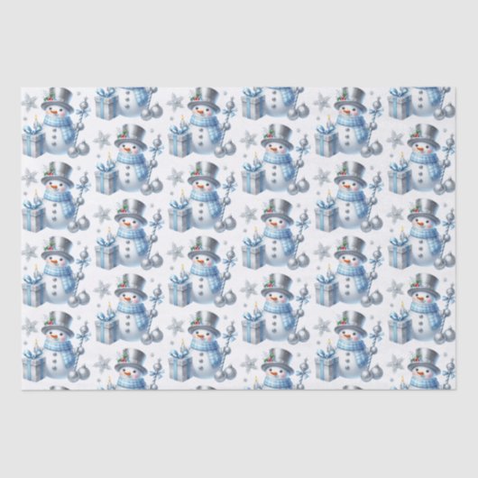 Zilveren Sneeuwmannen Tissuepapier (Voorkant)
