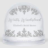 Zilveren Sneeuwvlok Winter Bruidsfeest Sneeuwbol (Voorkant)