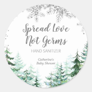 Zilveren sneeuwvlokken bos Hand Sanitizers Label