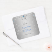 Zilveren Sneeuwvlokken Kristallen Zilveren Parels Vierkante Sticker (Envelop)