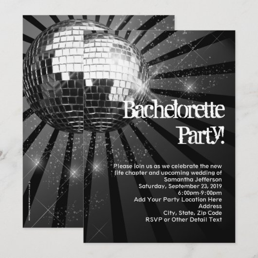 Zilveren Sparkle Disco Ball Bachelorette Party Kaart (Voorkant / Achterkant)