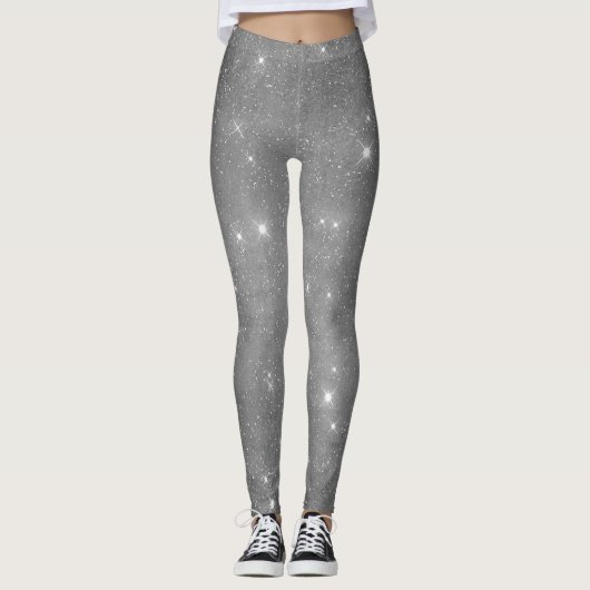 Zilveren Sparkle Girly Star Leggings (Voorkant)