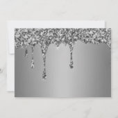 Zilveren Sparkle Glitter Drips Luxe bruiloft Save The Date (Achterkant)