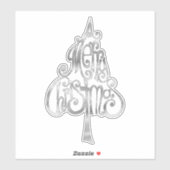 Zilveren Sparkle Merry kerstboom Sticker (Vel)