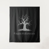 Zilveren Spooky Tree Halloween foto achtergrond Wandkleed (Voorkant)