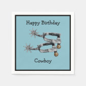 Zilveren sporen cowboythema servet (Voorkant)