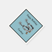 Zilveren sporen cowboythema servet (Hoek)