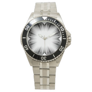 Zilveren Stalen Abstracte Radiale Wijzerplaat Horl Horloge