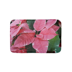 Zilveren Ster Marmer Poinsettia's Roze Kerst Bloem Badmat