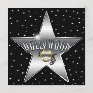 Zilveren Ster Oude Retro Hollywood Glitter Uitnodi Kaart