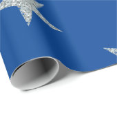 Zilveren Sterren Blauw Eenvoudig Cadeaupapier (Rol Hoek)