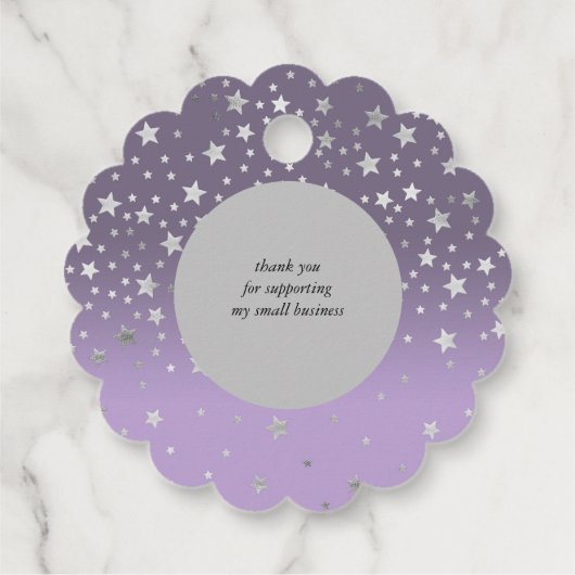 zilveren sterren met handgemaakt liefdesmonogram bedankjes labels (Achterkant)